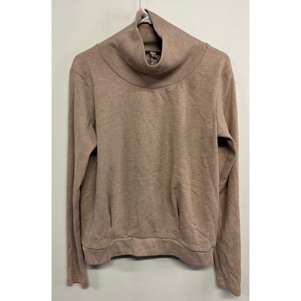 Alo Yoga Womens‎ Cowl Neck Sweatshirt Heathered Tan Fleece Pullover Size Medium
